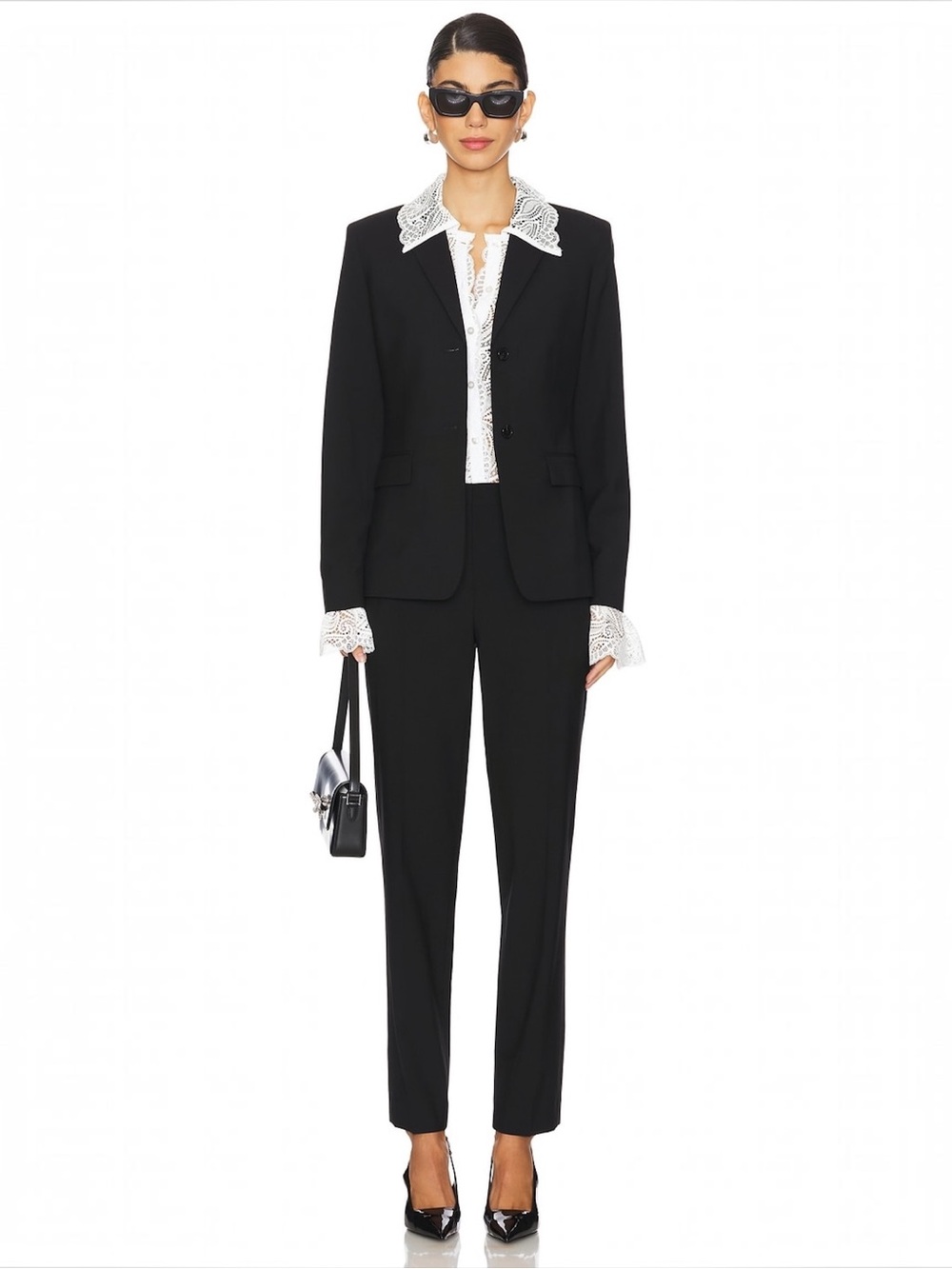 Theory Treeca Pant Good Wool Size 10 Black Full Length